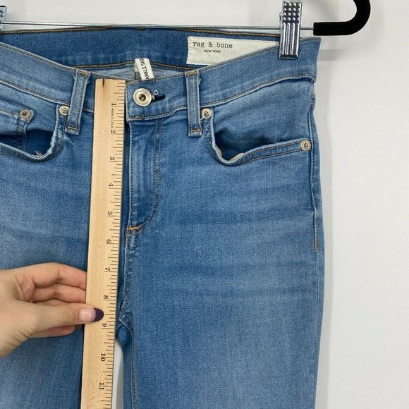 Rag & Bone Ankle Skinny Jeans Womens 26 Mid Rise Stretch Crop Raw Hem Denim Blue - Picture 11 of 12